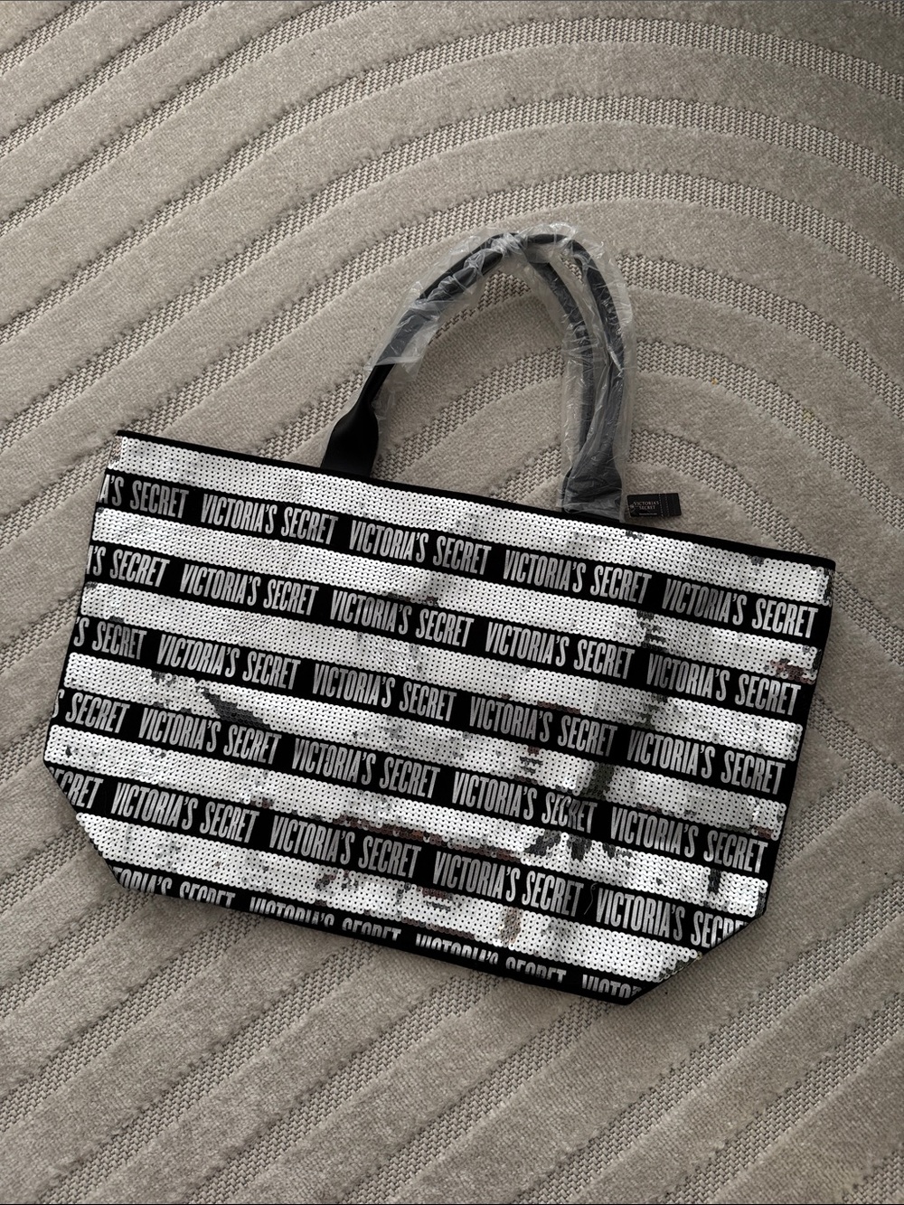 NWT Victoria's Secret Limited Edition Sequin Stripe Tote Bag